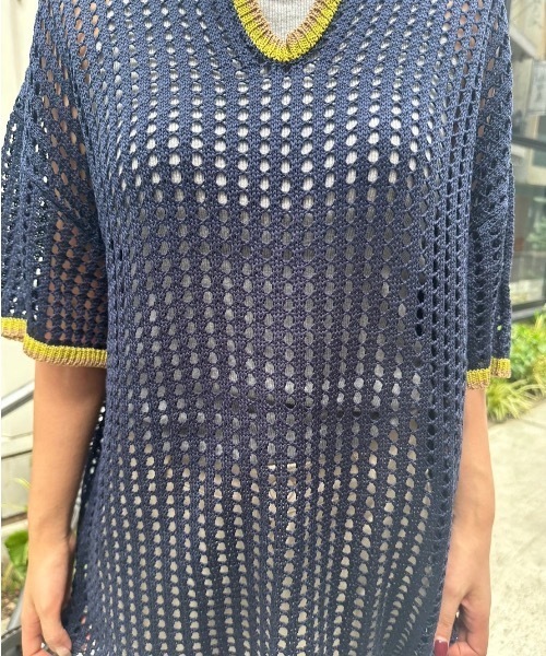nemne store(ネンネストア)の「【keel】メッシュスキッパーニット(ニット/セーター・レディース・ネイビー/ブラウン・MEDIUM/SMALL)」の14枚目の写真