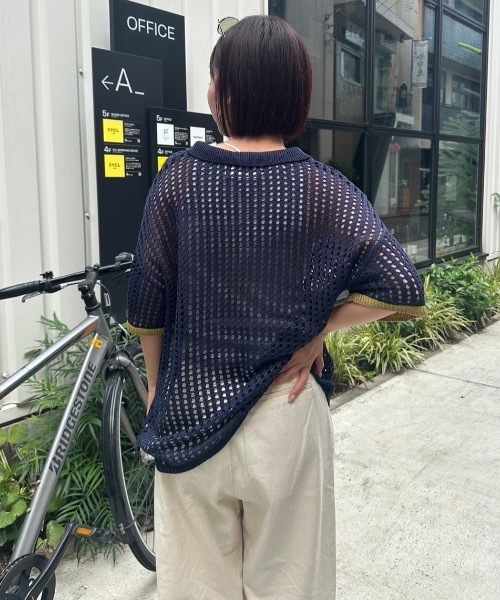nemne store(ネンネストア)の「【keel】メッシュスキッパーニット(ニット/セーター・レディース・ネイビー/ブラウン・MEDIUM/SMALL)」の15枚目の写真