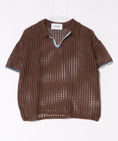 nemne store(ネンネストア)の「【keel】メッシュスキッパーニット(ニット/セーター・レディース・ネイビー/ブラウン・MEDIUM/SMALL)」の19枚目の写真