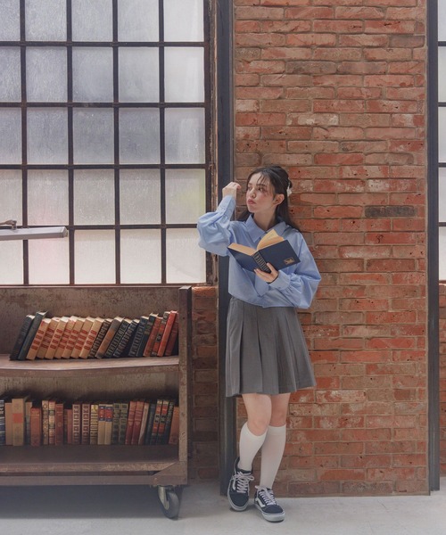 GLOBAL WORK（グローバルワーク）の「ネクタイ付きクロップドシャツ/AND YUA ANY/132131（シャツ/ブラウス・キッズ・ブルー/ストライプ・FREE）」の10枚目の写真