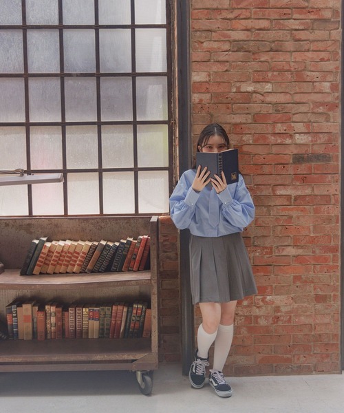 GLOBAL WORK（グローバルワーク）の「ネクタイ付きクロップドシャツ/AND YUA ANY/132131（シャツ/ブラウス・キッズ・ブルー/ストライプ・FREE）」の9枚目の写真