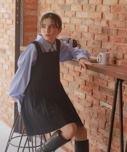 GLOBAL WORK（グローバルワーク）の「ネクタイ付きクロップドシャツ/AND YUA ANY/132131（シャツ/ブラウス・キッズ・ブルー/ストライプ・FREE）」の19枚目の写真