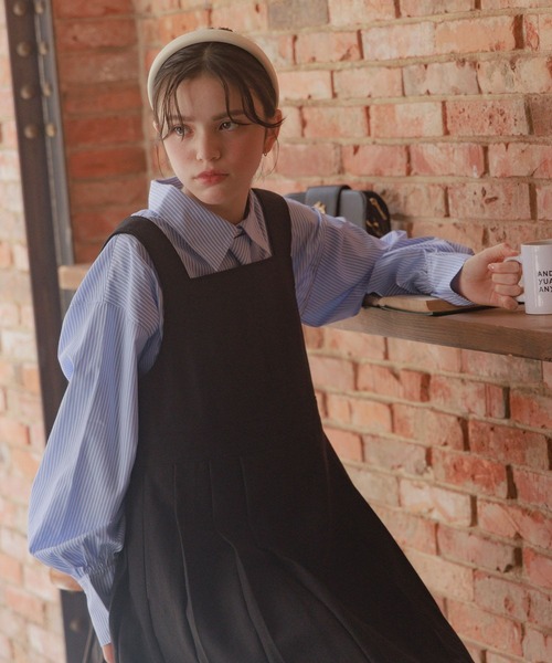 GLOBAL WORK（グローバルワーク）の「ネクタイ付きクロップドシャツ/AND YUA ANY/132131（シャツ/ブラウス・キッズ・ブルー/ストライプ・FREE）」の18枚目の写真