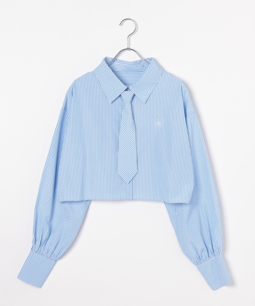 GLOBAL WORK（グローバルワーク）の「ネクタイ付きクロップドシャツ/AND YUA ANY/132131（シャツ/ブラウス・キッズ・ブルー/ストライプ・FREE）」の15枚目の写真