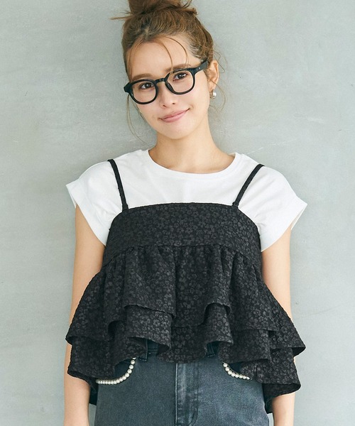 セール】上品エンボス バックリボン2wayビスチェ（キャミソール