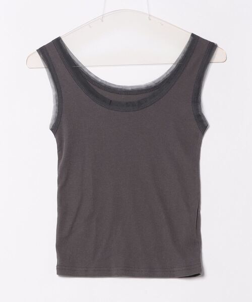 esutoreja（エストレジャ）の「チュールトリムリブタンクトップ（タンクトップ・レディース・ブラック/ホワイト/チャコール・FREE）」の5枚目の写真