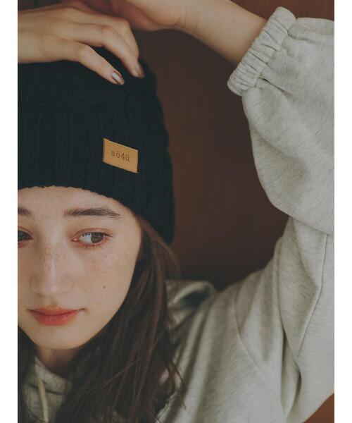 so4u(ソーフォーユー)の「ケーブルニットキャップ(ニットキャップ/ビーニー・レディース・ブラック/キナリ・F)」の9枚目の写真