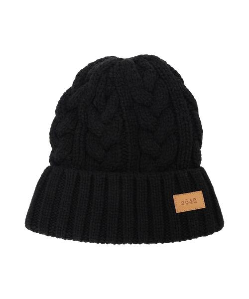 so4u(ソーフォーユー)の「ケーブルニットキャップ(ニットキャップ/ビーニー・レディース・ブラック/キナリ・F)」の2枚目の写真