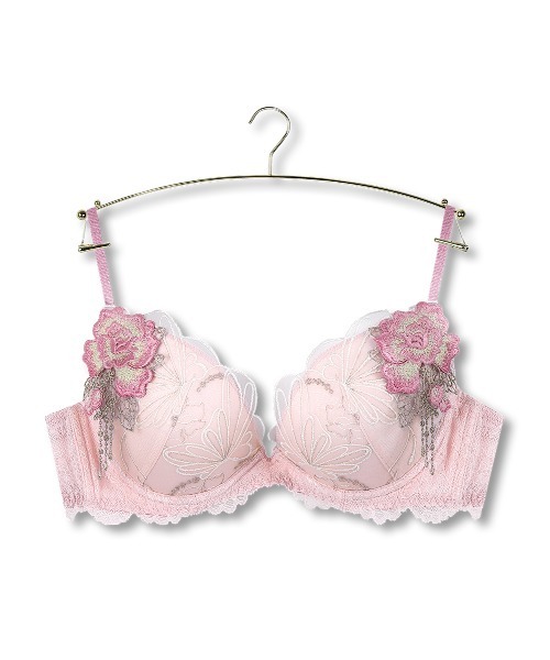 Ravijour（ラヴィジュール）の「シャイニーバタフライ グラマーアップ ブラ(B～Dカップ)（ブラジャー・レディース・ホワイト/ブラック/ダークブルー/ピンク・B65/B70/C70/D70/B75/C65/C75/D65/D75）」の4枚目の写真