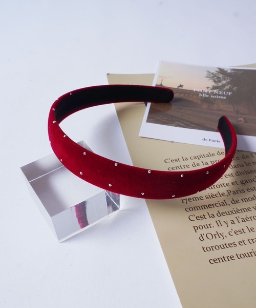 ammy.（エイミードット）の「【 ammy. / エイミードット 】 ミニ ラインストーン ベロア カチューシャ（カチューシャ・レディース・ブラック/ワインレッド・FREE）」の7枚目の写真