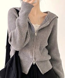 パーカー ニット ジップ セーター」に該当するトップス