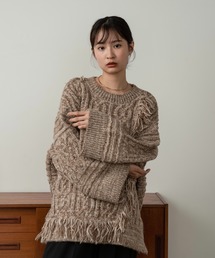 Amiur | mix fringe melange volume knit / ミックスフリンジメランジボリュームニット(ニット/セーター)