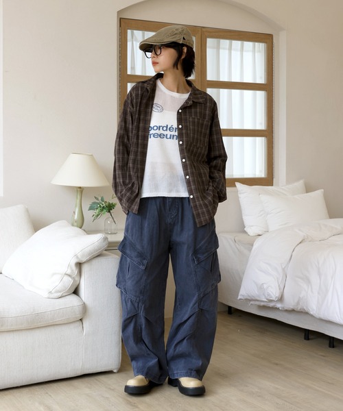 UNE MANSION(ユヌマンション)の「【季節の変わり目におすすめ】 y2kレタリングビーグルシースルーニット(ニット/セーター・レディース・アイボリー/スカイブルー・FREE)」の7枚目の写真