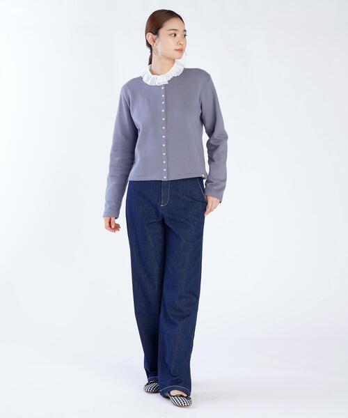 agnes b.(アニエスベー)の「オーガニックコットン メルトン 長袖 カーディガンプレッション ”Le Classique”(カーディガン/ボレロ・レディース・グレー・3/1/2)」の5枚目の写真