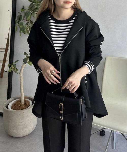 prose verse（プロズヴェール）の「バックフレアポケットパールジップパーカー（パーカー・レディース・ブラック・LARGE/MEDIUM）」の9枚目の写真