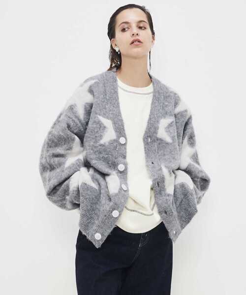 CONVERSE TOKYO（コンバーストウキョウ）の「STAR★ SHAGGY KNIT CARDIGAN（ニット/セーター・レディース・サックスブルー/ブラック/杢グレー・MEDIUM/SMALL）」の2枚目の写真