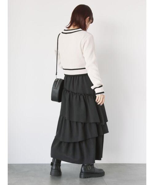 ehka sopo（エヘカソポ）の「アシンメトリーティアードスカート（スカート・レディース・カーキ/ブラック/モカ・F）」の10枚目の写真