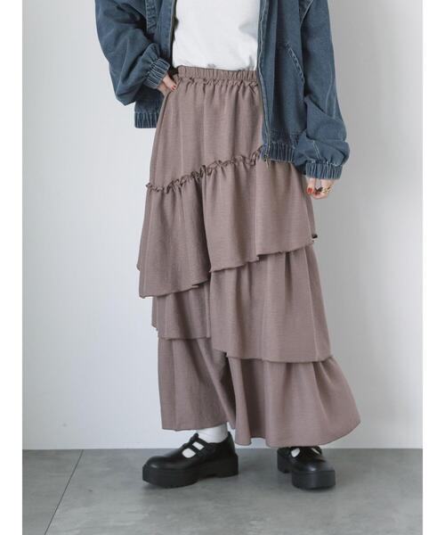 ehka sopo（エヘカソポ）の「アシンメトリーティアードスカート（スカート・レディース・カーキ/ブラック/モカ・F）」の17枚目の写真