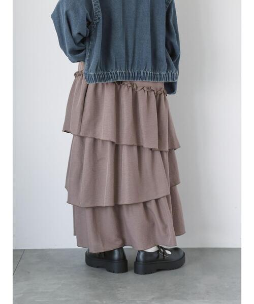 ehka sopo（エヘカソポ）の「アシンメトリーティアードスカート（スカート・レディース・カーキ/ブラック/モカ・F）」の18枚目の写真