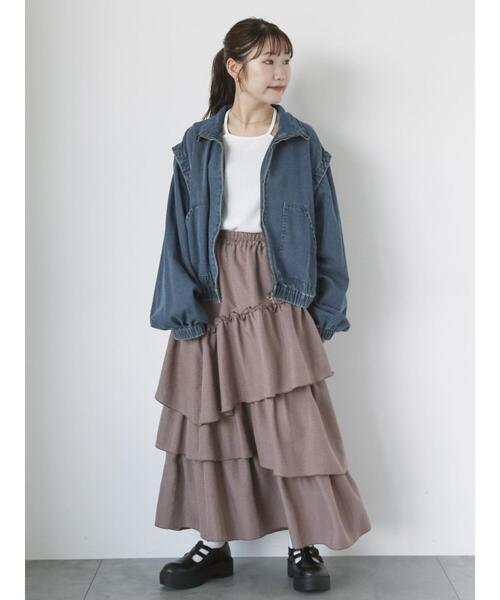 ehka sopo（エヘカソポ）の「アシンメトリーティアードスカート（スカート・レディース・カーキ/ブラック/モカ・F）」の20枚目の写真