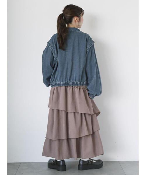 ehka sopo（エヘカソポ）の「アシンメトリーティアードスカート（スカート・レディース・カーキ/ブラック/モカ・F）」の22枚目の写真