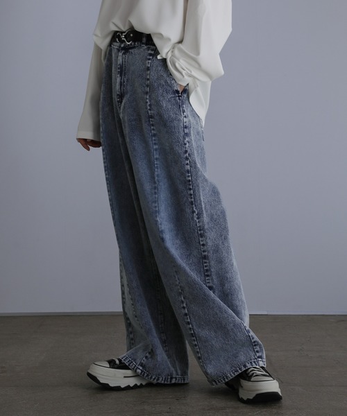 LILL(リル)の「【12oz】ルーズシルエットシームデニムパンツ(デニムパンツ・メンズ・ブラック/ブルー・S/M/L/XL)」の13枚目の写真