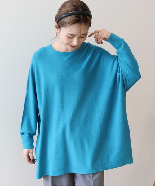 AMERICAN HOLIC(アメリカンホリック)の「バイパチポンチョライクBIGニットプルオーバー(ニット/セーター・レディース・ブラック/杢グレー/サックスブルー/イエロー・L/M)」の8枚目の写真