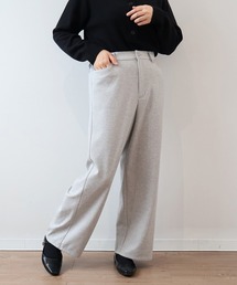 【L~6L 大きいサイズ】ニットツイルワイドパンツ