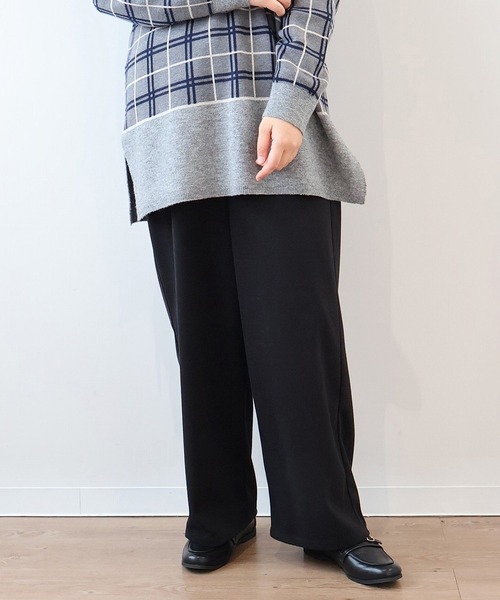 MB mint breeze(エムビーミントブリーズ)の「【L~6L 大きいサイズ】ニットツイルワイドパンツ(その他パンツ・レディース・ブラック/チャコールグレー/ライトグレー・L/LL/3L/4L/5L/6L)」の6枚目の写真