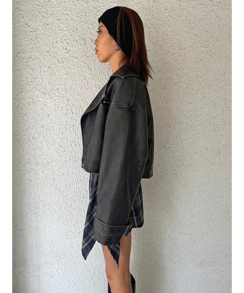 EGOIST（エゴイスト）の「ヴィンテージ風ライダースジャケット（ライダースジャケット・レディース・ブラウン/ブラック・FREE）」の9枚目の写真