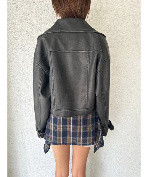 EGOIST（エゴイスト）の「ヴィンテージ風ライダースジャケット（ライダースジャケット・レディース・ブラウン/ブラック・FREE）」の10枚目の写真