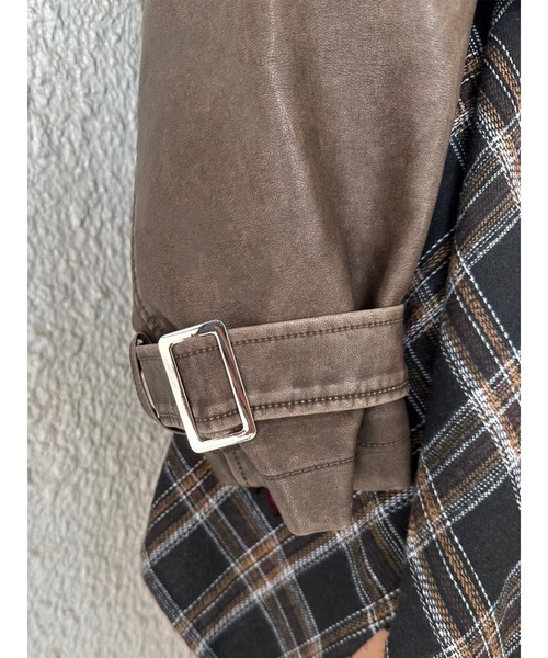 EGOIST（エゴイスト）の「ヴィンテージ風ライダースジャケット（ライダースジャケット・レディース・ブラウン/ブラック・FREE）」の12枚目の写真