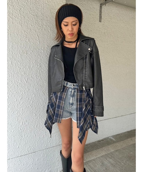 EGOIST（エゴイスト）の「ヴィンテージ風ライダースジャケット（ライダースジャケット・レディース・ブラウン/ブラック・FREE）」の15枚目の写真