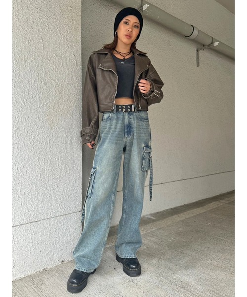 EGOIST（エゴイスト）の「ヴィンテージ風ライダースジャケット（ライダースジャケット・レディース・ブラウン/ブラック・FREE）」の19枚目の写真