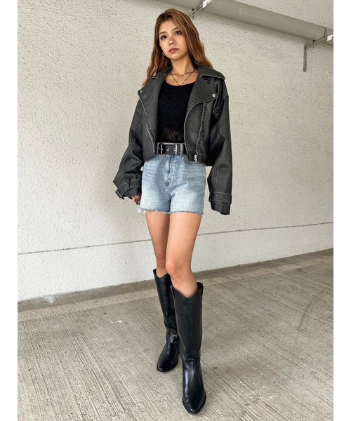 EGOIST（エゴイスト）の「ヴィンテージ風ライダースジャケット（ライダースジャケット・レディース・ブラウン/ブラック・FREE）」の21枚目の写真