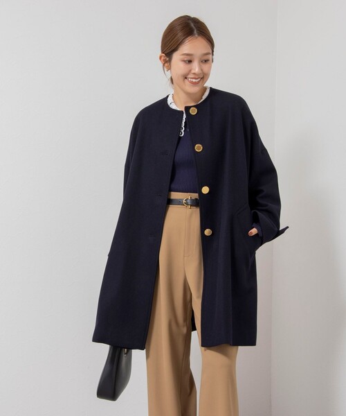 NOLLEY’S（ノーリーズ）の「【TRADITIONAL WEATHERWEAR】MALTON NO COLLAR（ノーカラーコート・レディース・ネイビー・34）」の7枚目の写真