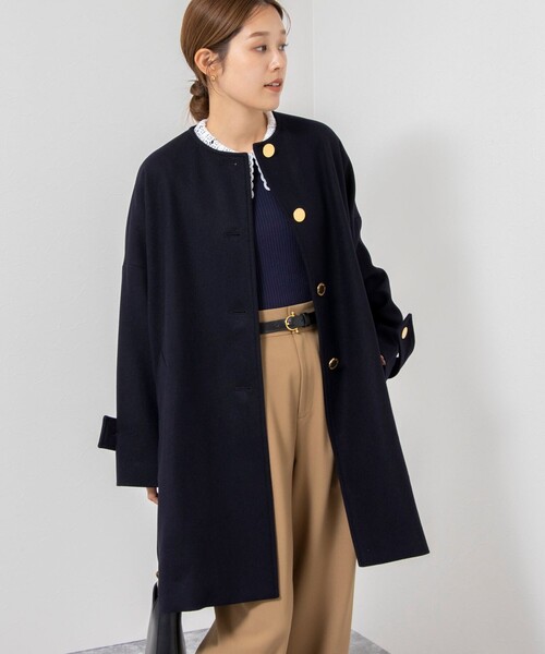 NOLLEY’S（ノーリーズ）の「【TRADITIONAL WEATHERWEAR】MALTON NO COLLAR（ノーカラーコート・レディース・ネイビー・34）」の10枚目の写真