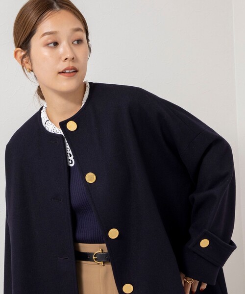 NOLLEY’S（ノーリーズ）の「【TRADITIONAL WEATHERWEAR】MALTON NO COLLAR（ノーカラーコート・レディース・ネイビー・34）」の11枚目の写真