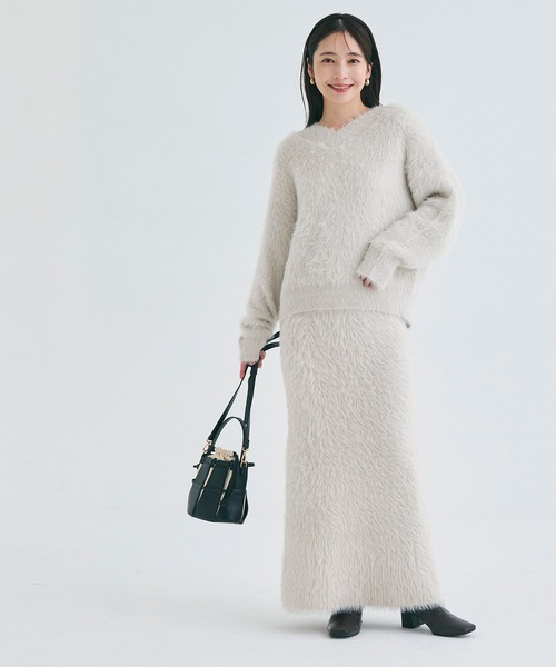 coca（coca）（コカ）の「【WEB限定セール】Vネックシャギーニット（ニット/セーター・レディース・ブラウン/ライトグレー・L/M）」の8枚目の写真