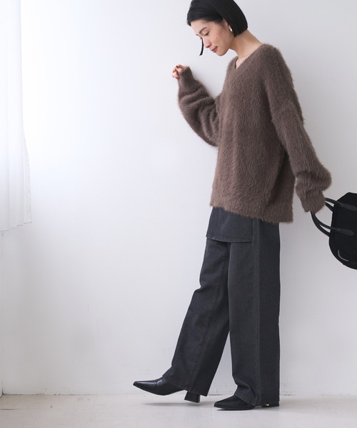 coca（coca）（コカ）の「【WEB限定セール】Vネックシャギーニット（ニット/セーター・レディース・ブラウン/ライトグレー・L/M）」の13枚目の写真