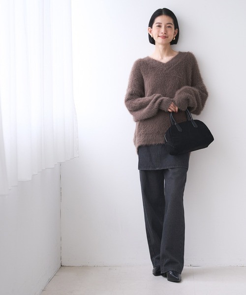 coca（coca）（コカ）の「【WEB限定セール】Vネックシャギーニット（ニット/セーター・レディース・ブラウン/ライトグレー・L/M）」の14枚目の写真