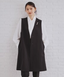 OPAQUE.CLIP | 《通勤・セレモニー/セットアップ対応》ロングジレ/ダブルクロス【洗濯機洗い可】(ベスト)