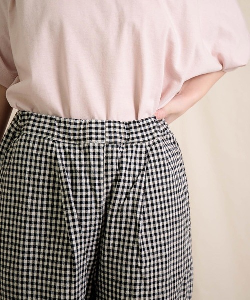 ＊Brocante 綿麻チェックアムンゼンクロス ドーミーパンツ＊ Brocante / ブロカント] 綿麻チェックアムンゼンクロス ドーミー