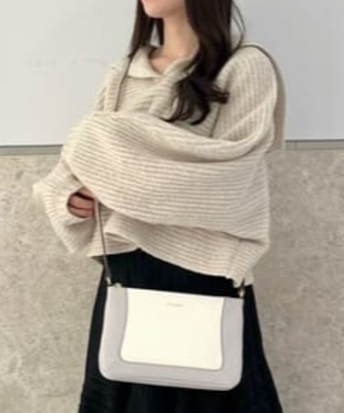 & chouette(アンドシュエット)の「《SPECIAL PRICE》バイカラーシンプルショルダーバッグ(ショルダーバッグ・レディース・ラベンダー/ピンク/ブラック/オフホワイト/グレー・FREE)」の5枚目の写真