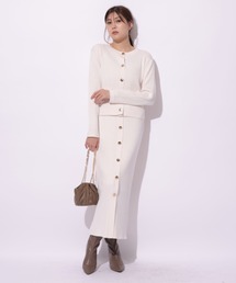 Mystrada - マイストラーダ 24AW リブニットタイトニット カーディガン タイトスカート Mystrada - マイストラーダ 24AW リブニットタイトニット