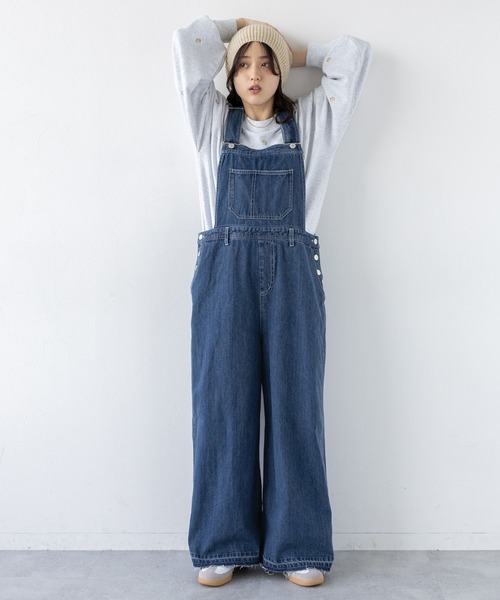 RAGEBLUE（レイジブルー）の「ワイドストレート/デニムオーバーオール（サロペット/オーバーオール・レディース・ブルー/ブラック・FREE）」の9枚目の写真