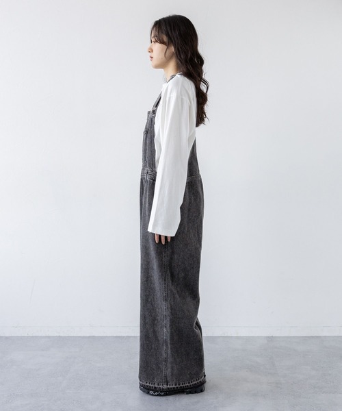 RAGEBLUE（レイジブルー）の「ワイドストレート/デニムオーバーオール（サロペット/オーバーオール・レディース・ブルー/ブラック・FREE）」の14枚目の写真