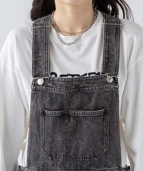 RAGEBLUE（レイジブルー）の「ワイドストレート/デニムオーバーオール（サロペット/オーバーオール・レディース・ブルー/ブラック・FREE）」の17枚目の写真