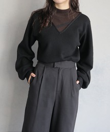 &g'aime | 【&g'aime】リブドッキングVネックデザインニットトップス　RIB DOCKING VNECK DESIGN KNIT TOPS(ニット/セーター)