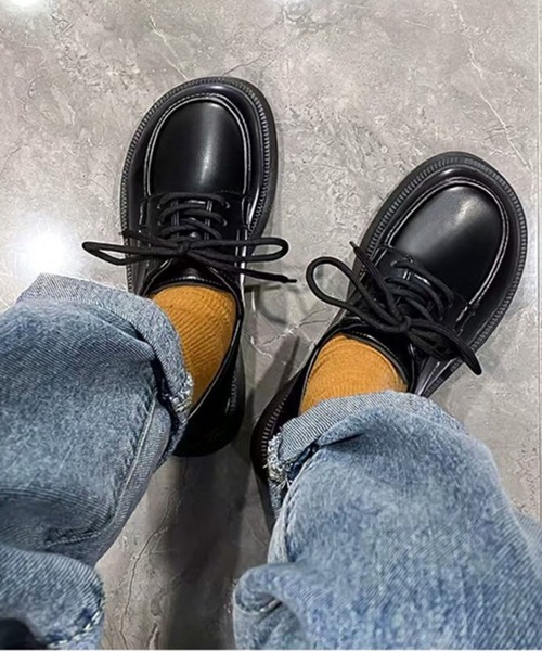 CALIFORNIA OUTFITTERS（カリフォルニア アウトフィッターズ）の「3-11A22 レースアップ ローファー 厚底（ローファー・レディース・ブラック・40/38/39/35/36/37）」の2枚目の写真